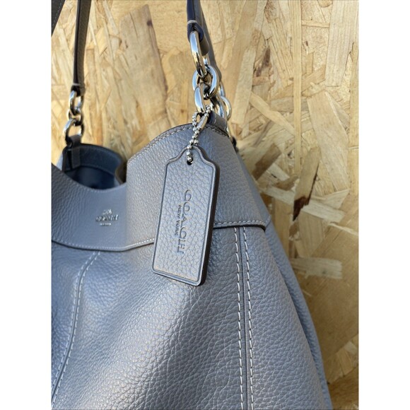 Coach Lexy Shoulder Bag F28997 Fog Gray Pebbled Leather Tote Purse Handbag - Picture 2 of 14